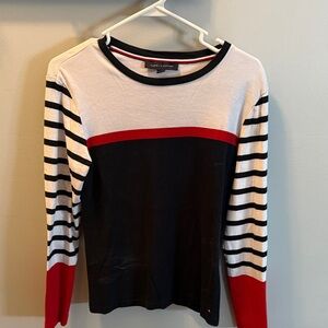 Tommy Hilfiger Women's Colorblock Sweater - Black, White, Red